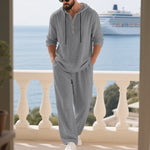 Linen Hoodie Set with Relaxed Fit for Men