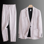 Linen Notch Lapel Suit Set for Men