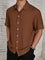 Textured Short Sleeve Cuban Collar Shirt for Men