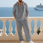 Linen Hoodie Set with Relaxed Fit for Men