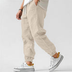 Cotton Linen Joggers with Drawstring for Men