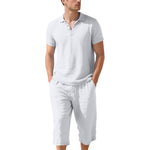 Linen Polo Shirt and Cropped Linen Shorts Set for Men