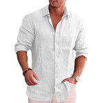 Linen Long Sleeve Collared Shirt for Men