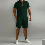 Short Sleeve Polo Shirt and Shorts Set for Men