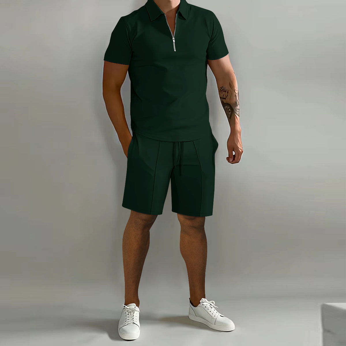 Short Sleeve Polo Shirt and Shorts Set for Men