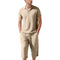 Linen Polo Shirt and Cropped Linen Shorts Set for Men