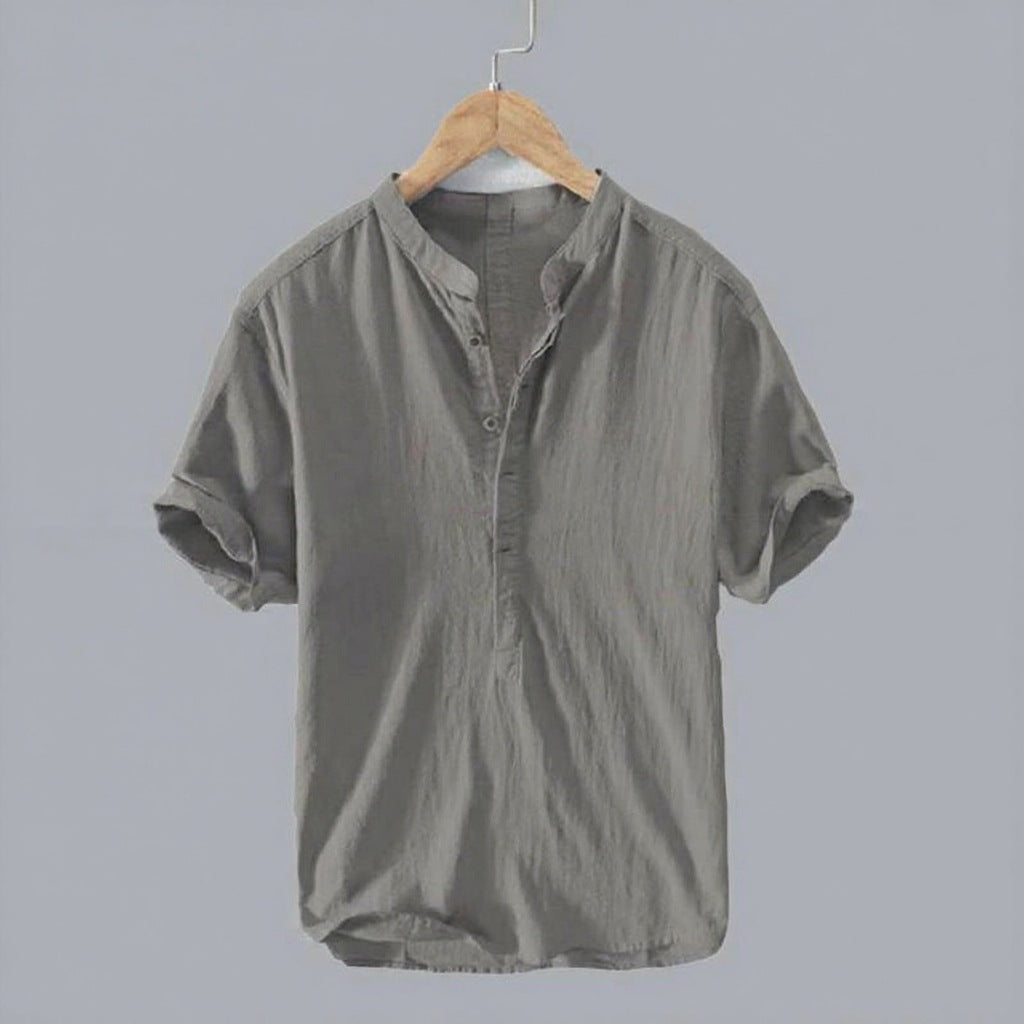 Short Sleeve Stand Collar Shirt for Men