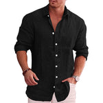 Linen Long Sleeve Collared Shirt for Men