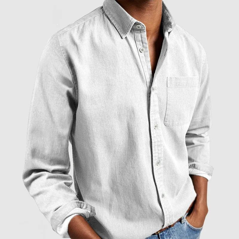 Button-Down Denim Overshirt for Men