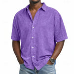 Short Sleeve Button-Down Denim Shirt for Men