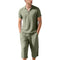 Linen Polo Shirt and Cropped Linen Shorts Set for Men