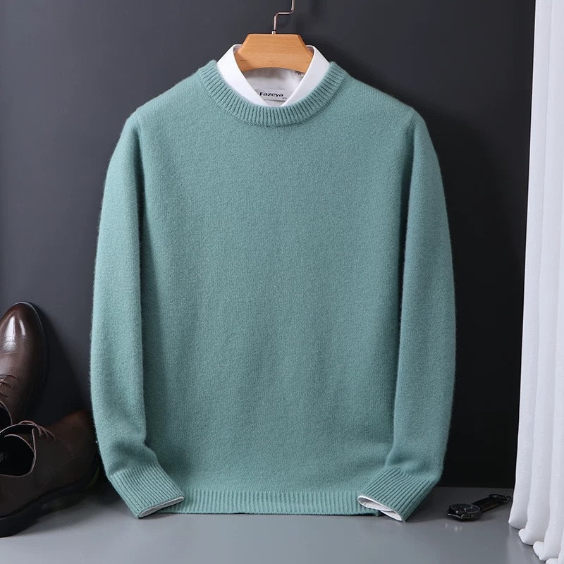 Crew Neck Ribbed Knit Sweater for Men