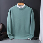 Crew Neck Ribbed Knit Sweater for Men