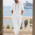 Linen Hoodie Set with Relaxed Fit for Men