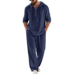 Linen Hoodie Set with Relaxed Fit for Men