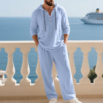 Linen Hoodie Set with Relaxed Fit for Men