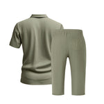 Linen Polo Shirt and Cropped Linen Shorts Set for Men