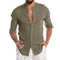 Linen Henley Shirt with Long Sleeves for Men