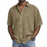 Short Sleeve Button-Down Denim Shirt for Men