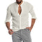Linen Henley Shirt with Long Sleeves for Men