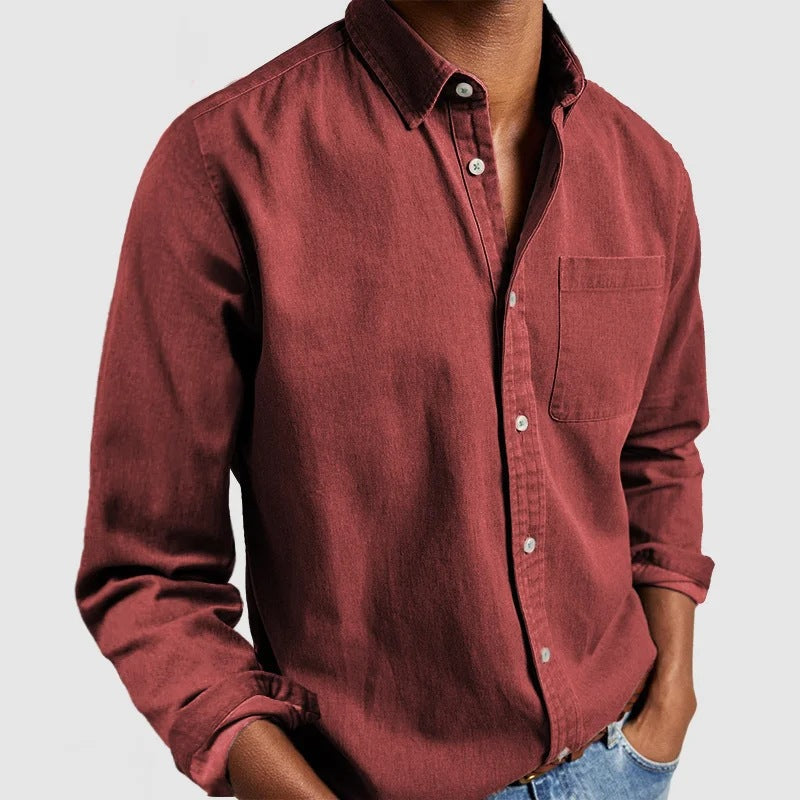 Button-Down Denim Overshirt for Men