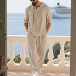 Linen Hoodie Set with Relaxed Fit for Men