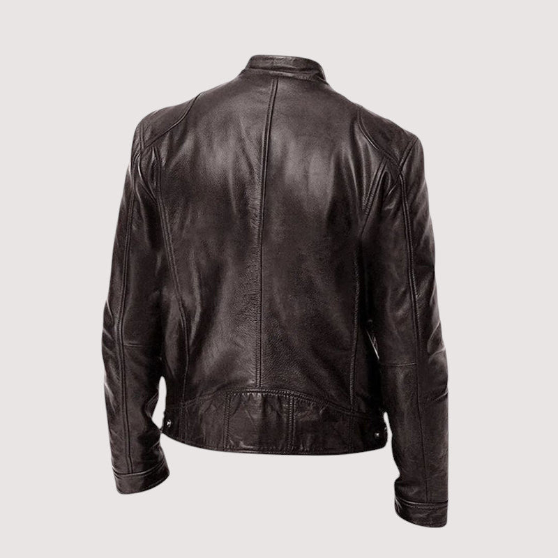 Zip-Up Leather Jacket for Men