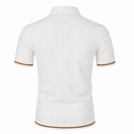 Ribbed Knit Polo Shirt with Contrast Trim for Men