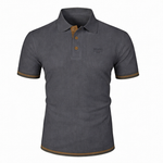 Ribbed Knit Polo Shirt with Contrast Trim for Men