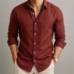 Linen Long Sleeve Collared Shirt for Men