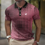 Checked Grid Pattern Polo Shirt for Men