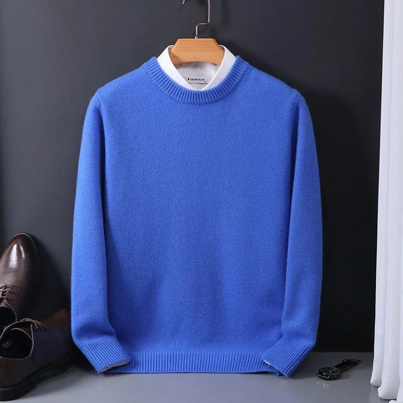 Crew Neck Ribbed Knit Jumper for Men