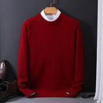 Crew Neck Ribbed Knit Jumper for Men