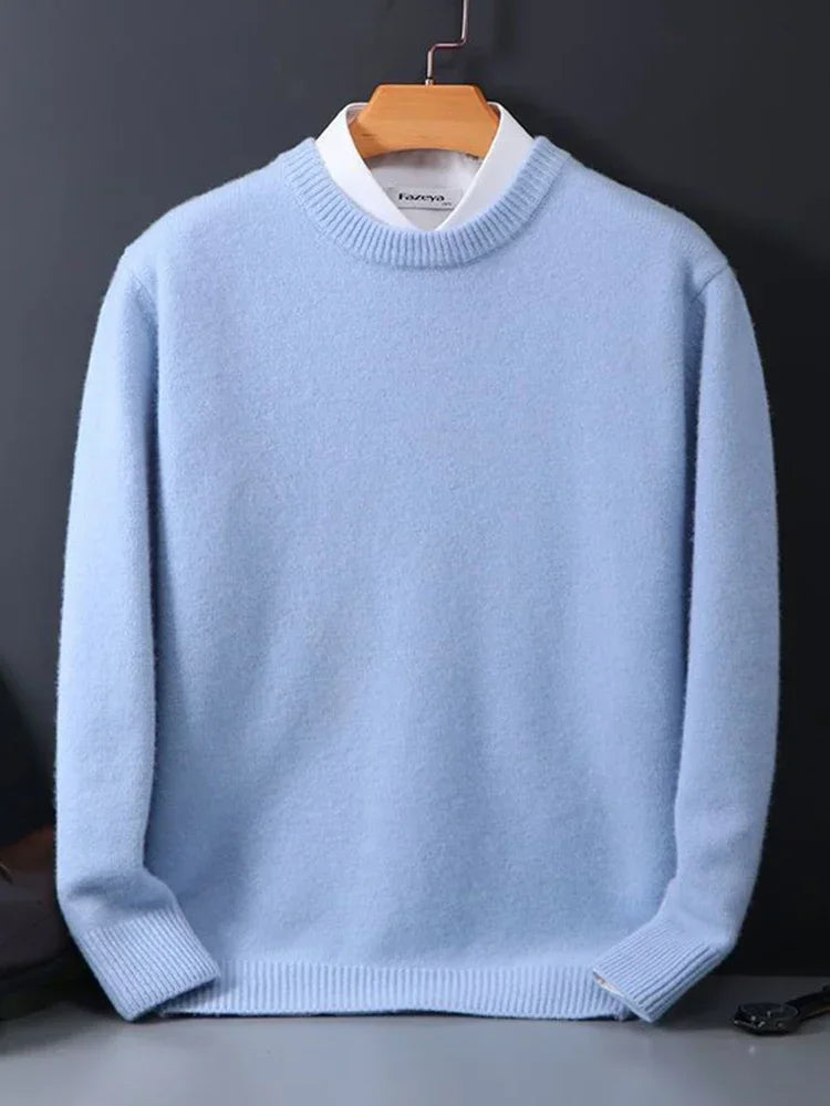 Crew Neck Ribbed Knit Jumper for Men