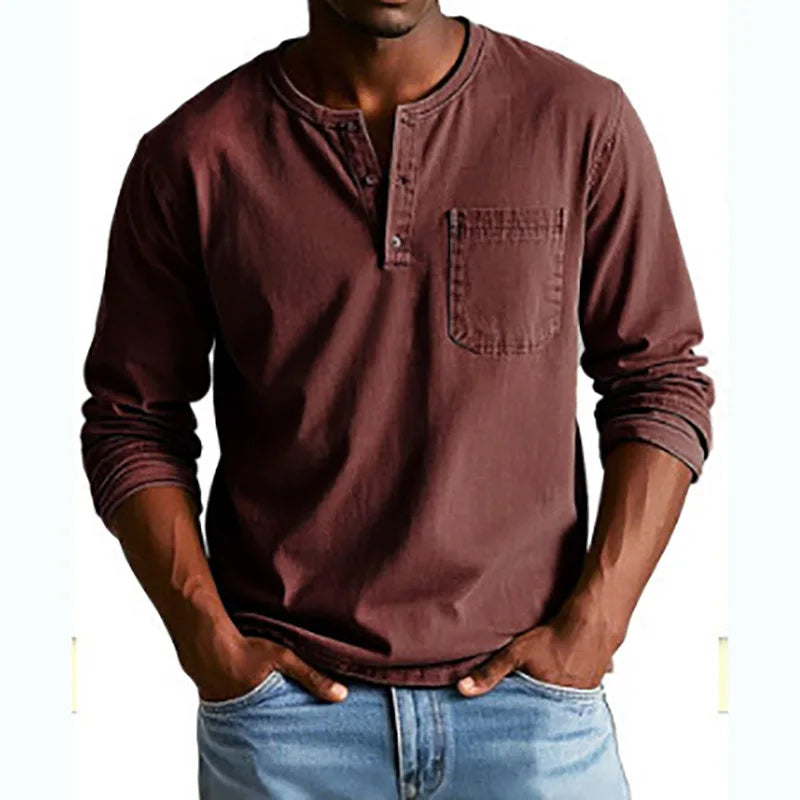 Henley Long Sleeve Shirt for Men