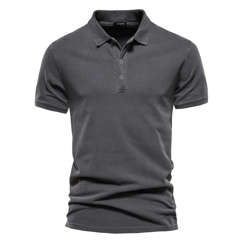 Cotton Half-Button Polo Shirt for Men