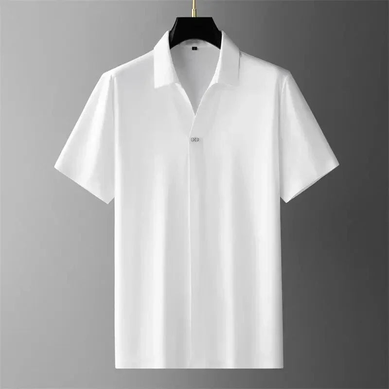 Short Sleeve Polo Shirt and Straight Leg Trousers Set for Men