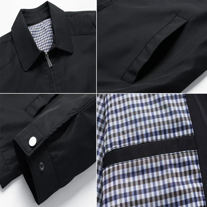 Collared Zip-Up Harrington Jacket for Men