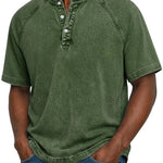 Henley Button-Down Short Sleeve Shirt for Men