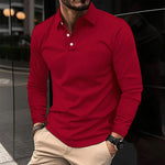 Long Sleeve Collared Polo Shirt for Men