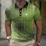 Checked Grid Pattern Polo Shirt for Men
