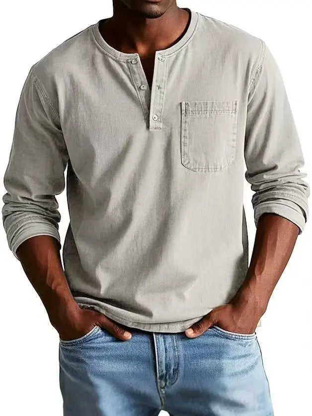 Henley Long Sleeve Shirt for Men