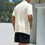 Textured Short Sleeve Cuban Collar Shirt for Men