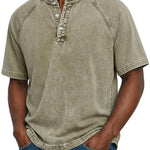 Henley Button-Down Short Sleeve Shirt for Men