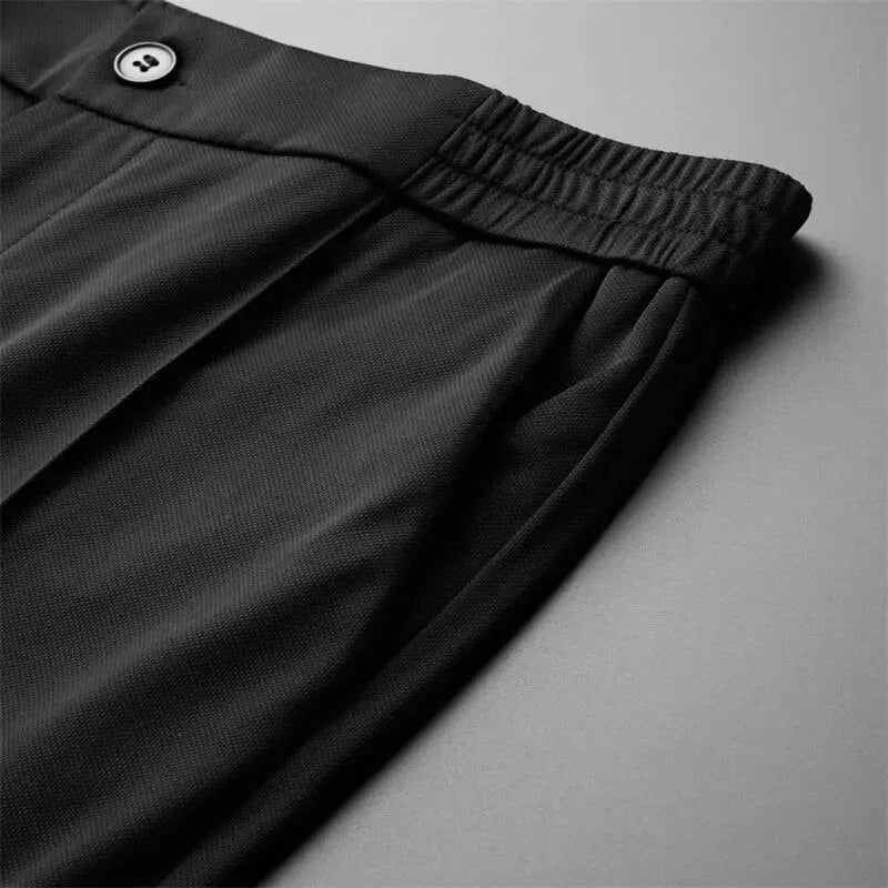 Short Sleeve Polo Shirt and Straight Leg Trousers Set for Men