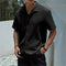 Textured Short Sleeve Cuban Collar Shirt for Men