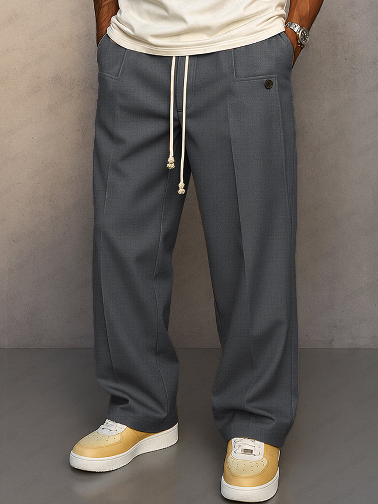 Straight Leg Drawstring Trousers for Men