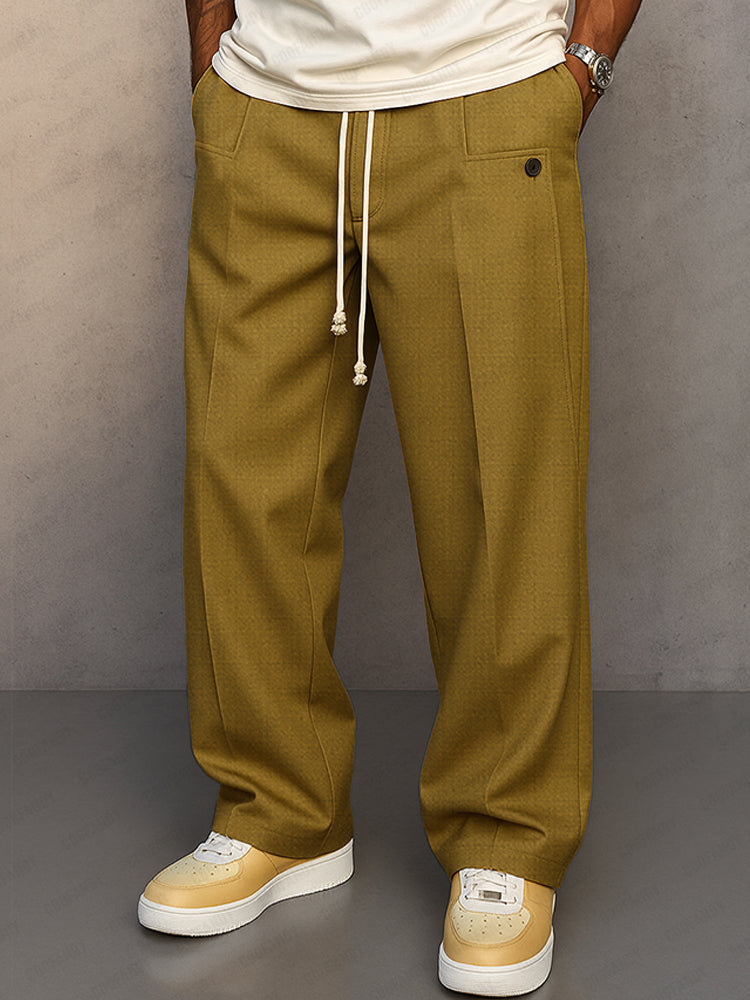 Straight Leg Drawstring Trousers for Men