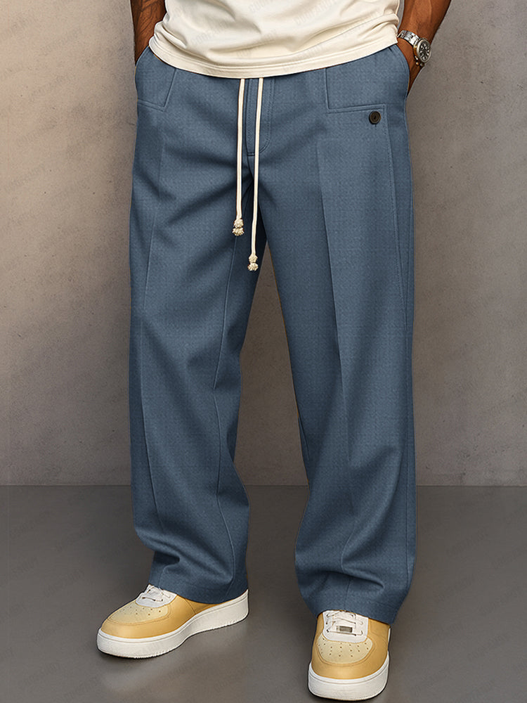 Straight Leg Drawstring Trousers for Men