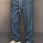 Straight Leg Drawstring Trousers for Men
